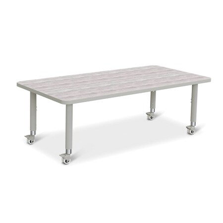 Jonti-Craft Berries Rectangle Activity Table, 30 in. x 60 in., Mobile, Driftwood Gray/Gray/Gray 6408JCM450